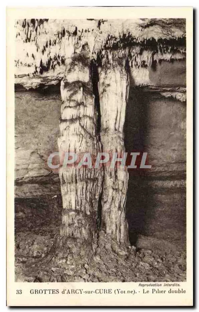Grutas de Arcy-sur-Cure (Yonne) — O Pilar duplo — J. Jude, impr. Editor - Frente