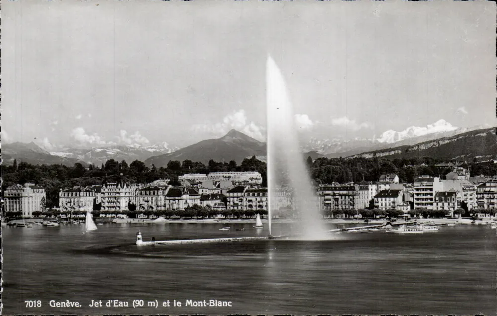 Genf. Jet d'Eau (90 m) und der Mont-Blanc — Edition Jaeger Genf, n° 7018 - Vorderseite