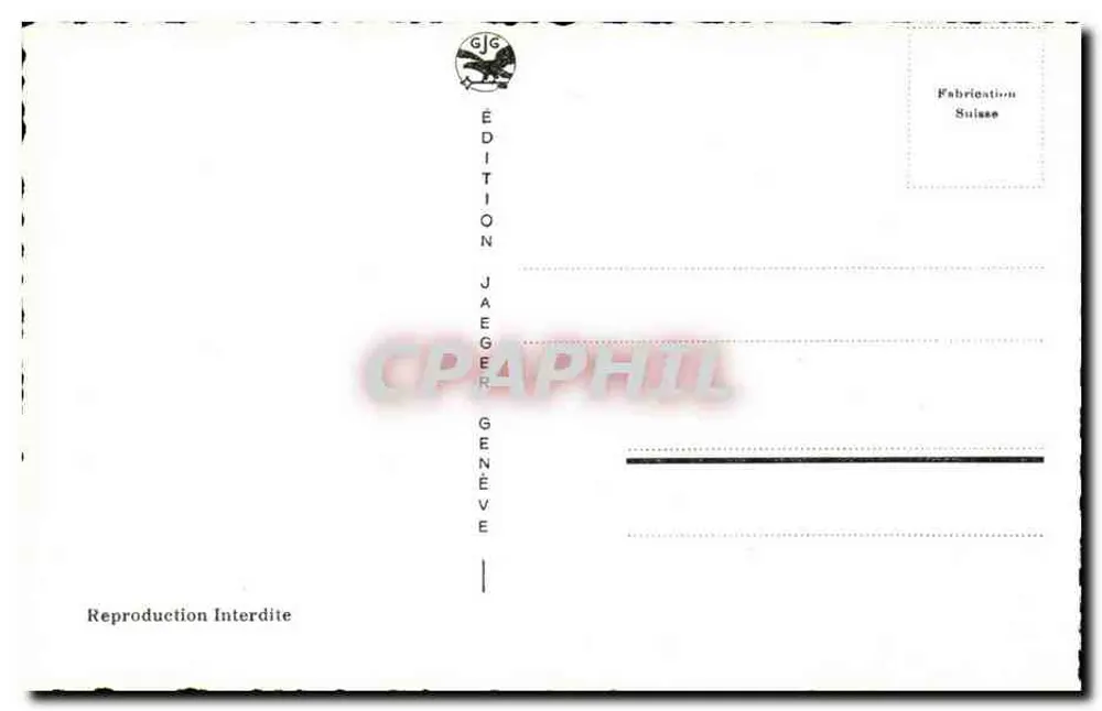 Genève, La Rade et Vue sur la Ville — Édition Jaeger Genève, n° 7025 - Rückseite