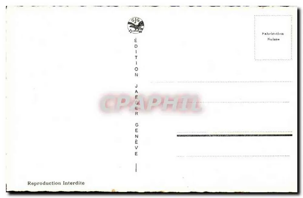 Genève — Place e Gare de Cornavin — Edição Jaeger Genève, n° 7070 - Verso