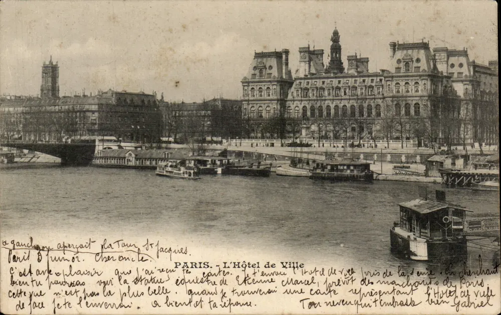 Parijs - Het Stadhuis — uitzicht vanaf de Seine — uitgever Gabriel - Voorkant