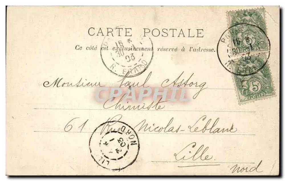 Hôtel de Ville de Paris — vista urbana — editor Ch. Fay, n°5 - Verso