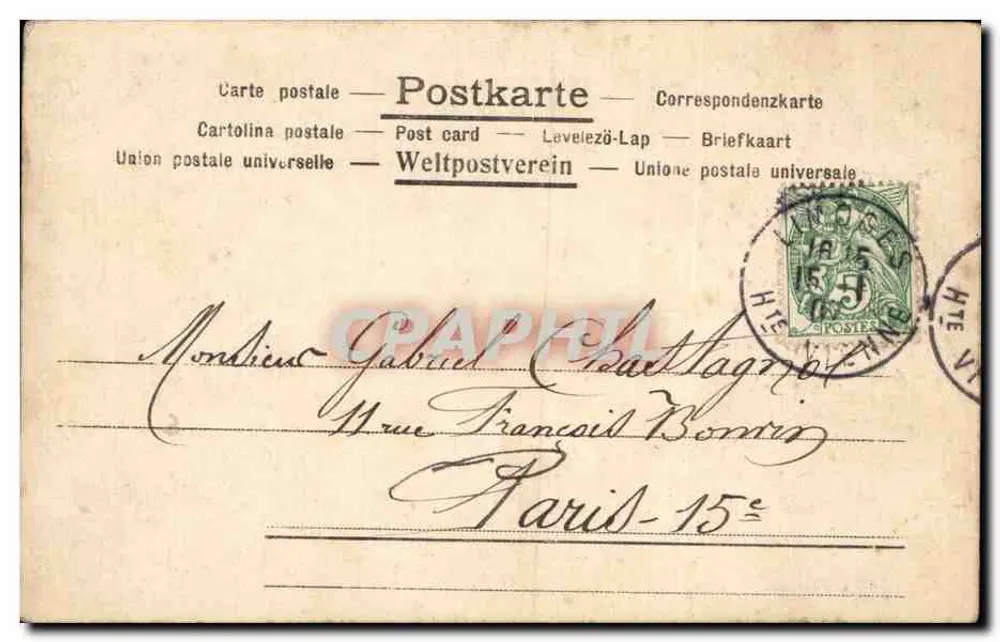 Mulher acariciando uma menina — Bon souvenir chérie — E. Mypier, Série rica 68 - Verso