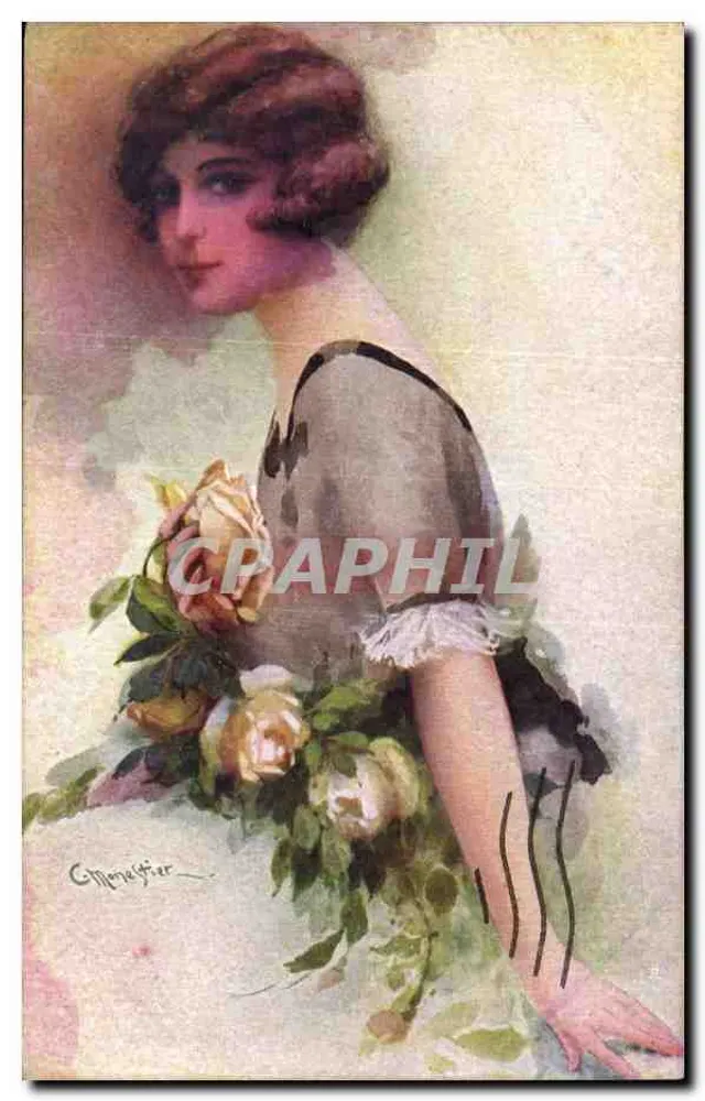 Junge Frau mit Rose — Illustration — G. Monnier - Vorderseite