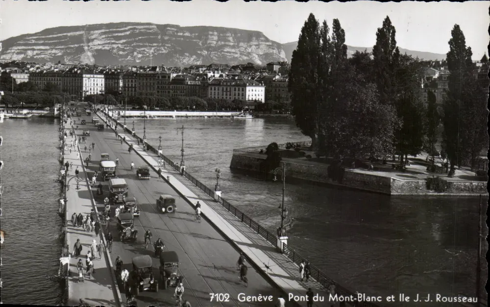 Genf — Pont du Mont-Blanc und Île J. Rousseau — Édition Jaeger Genève n°7102 - Vorderseite