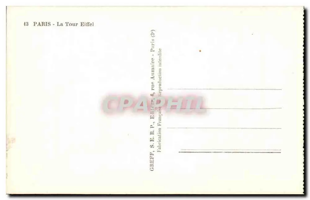 पेरिस - ला टौर एफ़िल - संपादक ग्रेफ़, संख्या 43 - पीछे
