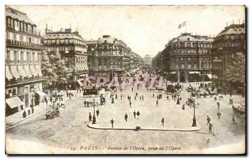Parijs - Avenue de l'Opéra, uitzicht op het Opera — uitgever Télégraphe, n°14 - Voorkant