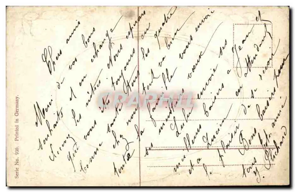 Frau und Kind in einem Landschaftsbild — ländliche Szene — Verlag: Printed in Germany, Serie 936 - Rückseite