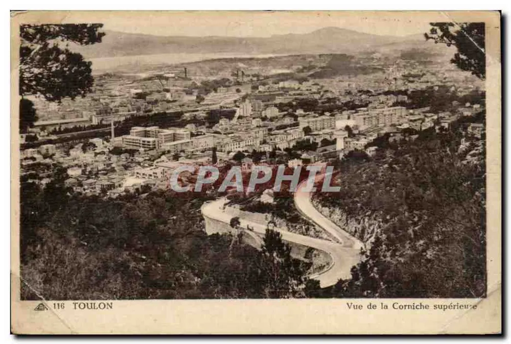 Toulon - Vista da Corniche superior - Cie des Arts Photographiques, Strasbourg - Frente