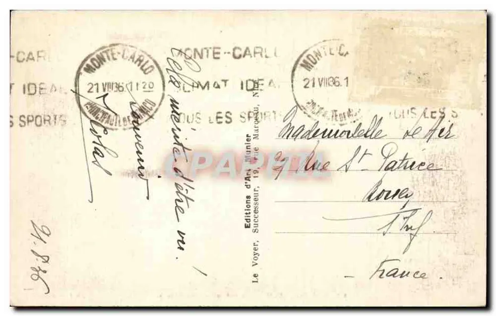 Monte-Carlo — A rampa e os hotéis — Foto Munser, n°475 - Verso