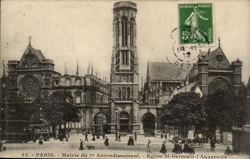 Paris — Rathaus des 1. Arrondissements und Kirche Saint-Germain-l'Auxerrois — unbekannter Verlag, Nr. 43 - Vorderseite