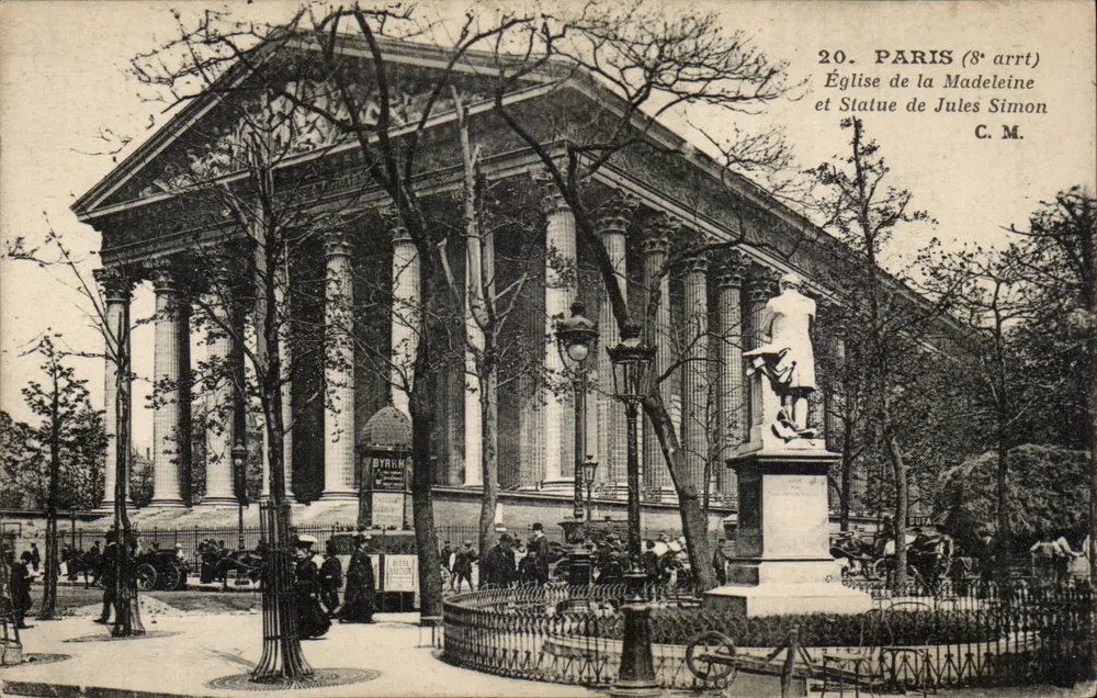 Paris (8e arrondissement) — Igreja da Madeleine e Estátua de Jules Simon — C. M. - Frente