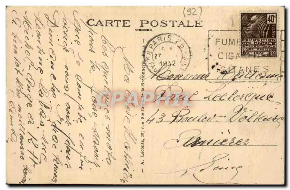 Paris — Bois de Boulogne — La Cascade — A cascata. - Verso