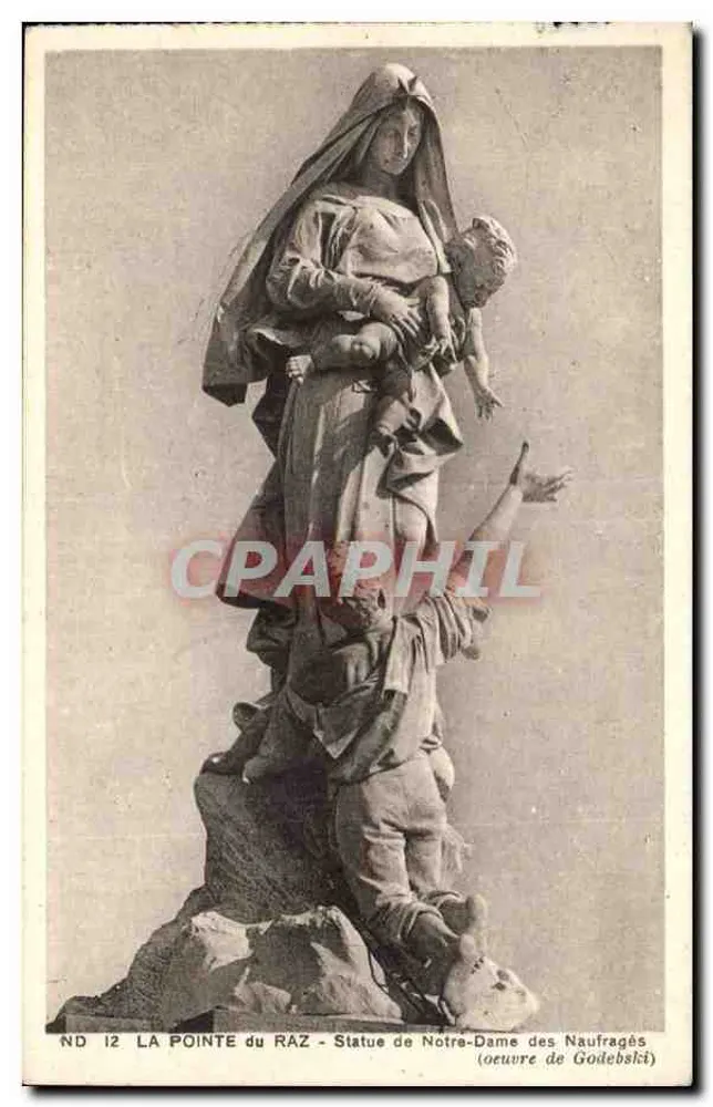 La Pointe du Raz - Statua Najświętszej Maryi Panny Odpuszczonej — dzieło Godebskiego - Awers