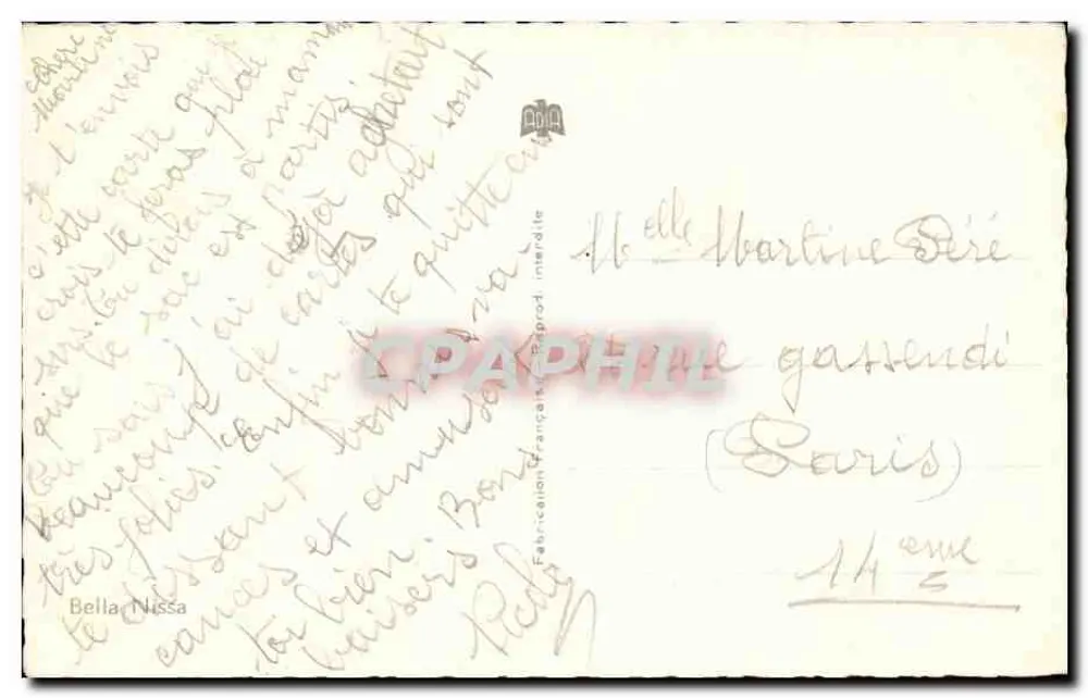 Kleine Mädchen mit Schirm und Blumenkorb — Verlag APDA - Rückseite