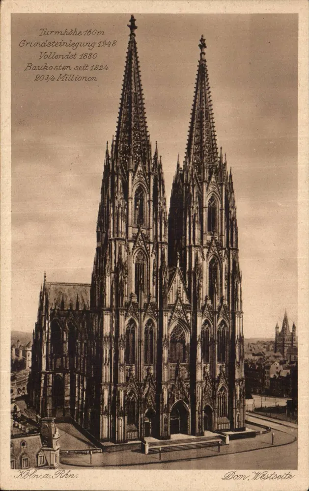 Kölnische Domkirche — Westseite — Kupferdruck Verlag Kölner Dom, Alter Markt - Vorderseite