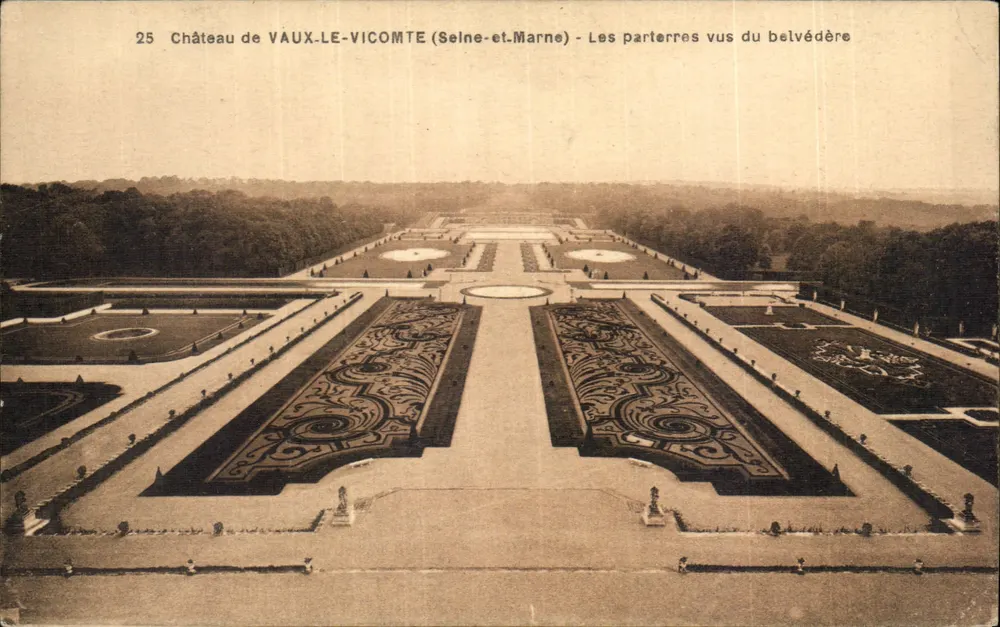 Schloss Vaux-le-Vicomte (Seine-et-Marne) — Die Parterres vom Belvedere gesehen — Verlag Moreau, Paris - Vorderseite