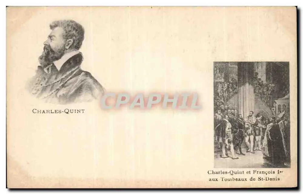 Carlos V e Francisco I nos Túmulos de São Denís — Editor não identificado, número de série não visível - Frente