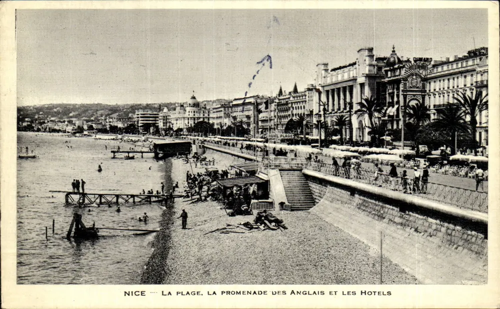 Nizza — Der Strand, die Promenade des Anglais und die Hotels — Verlag Dimard - Vorderseite