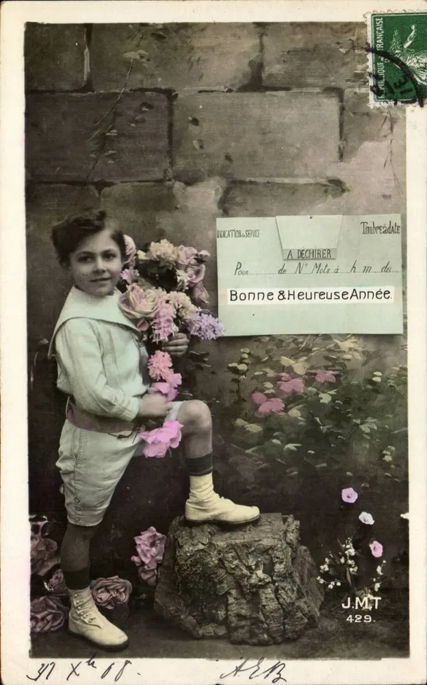 Mädchen mit Blumenstrauß — J.M.T. 429 — Verlag J.M.T. - Vorderseite