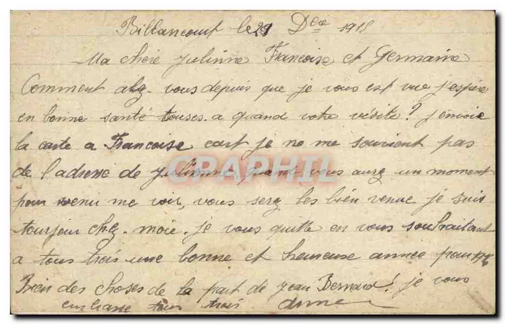 Mann mit Blumenstrauß — 'Glückliches Neues Jahr' — Meimosa, Nr. 327 - Rückseite