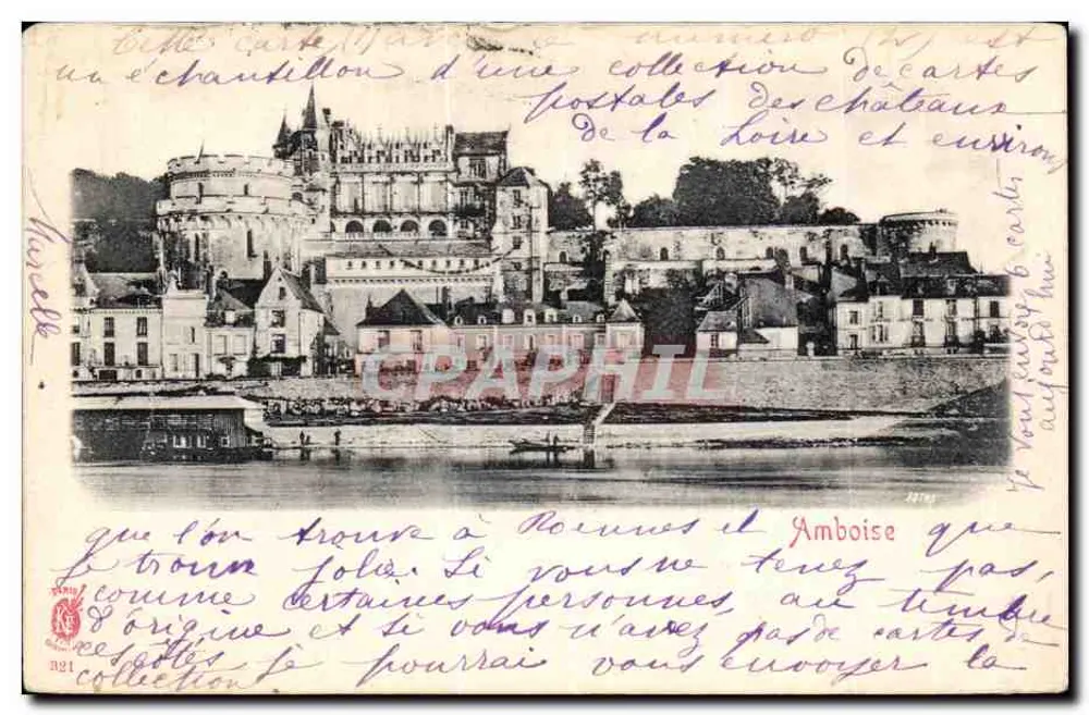 Castelo de Amboise — vista sobre a Loire — editor anônimo, n° 28791 - Frente