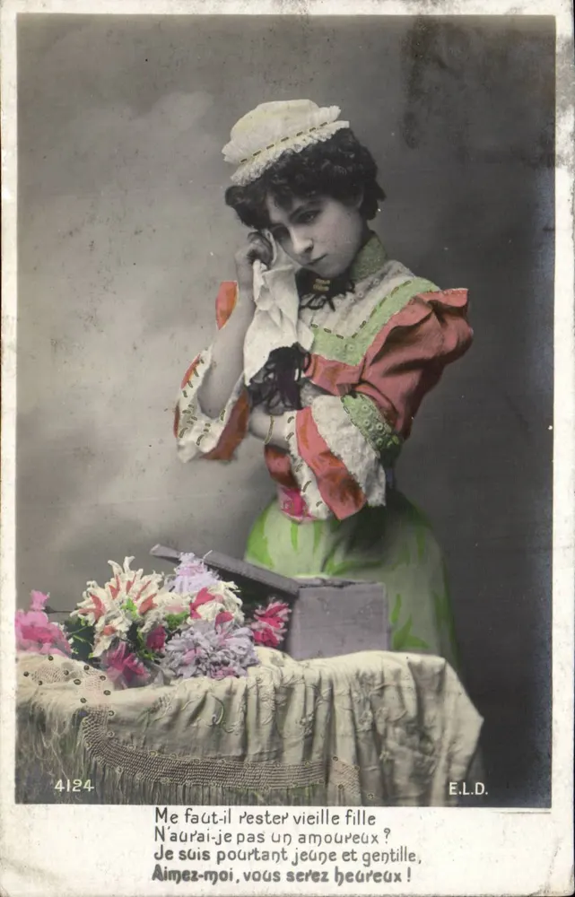 Junge Frau in farbiger Kleidung — Liebesbrief — E.L.D. n°4124 - Vorderseite