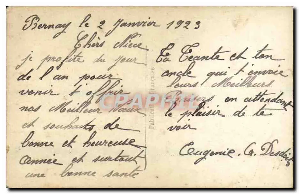 Junge mit Blumenstrauß — Frohe Neujahr — E.R. Paris, Nr. 125 - Rückseite