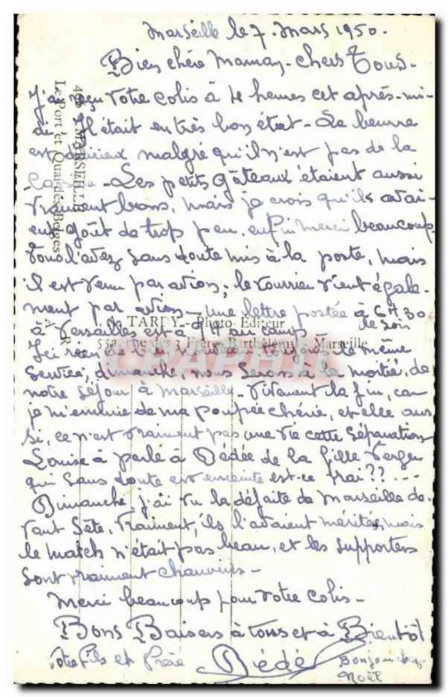 Hafen von Marseille — Ansicht des Vieux-Port — Verlag Tardy, Nr. 554 - Rückseite
