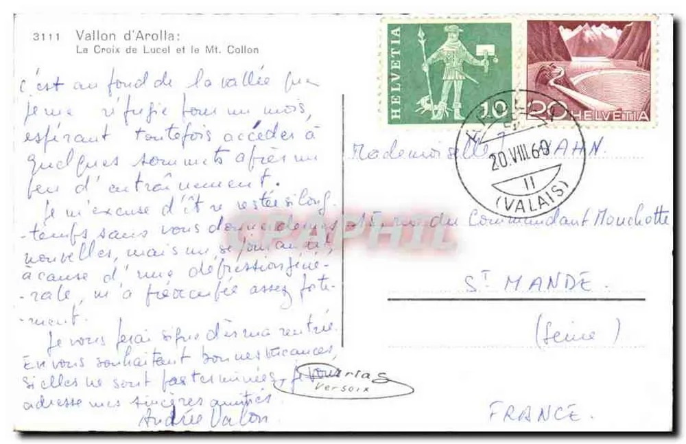 Vale de Arolla — A Cruz de Lucel e o Mt. Collon — Helvetia - Verso