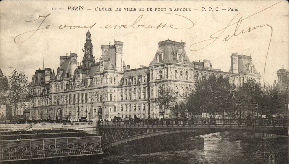 Paris — Das Rathaus und die Pont d'Arcole — P.P.C. Paris - Vorderseite