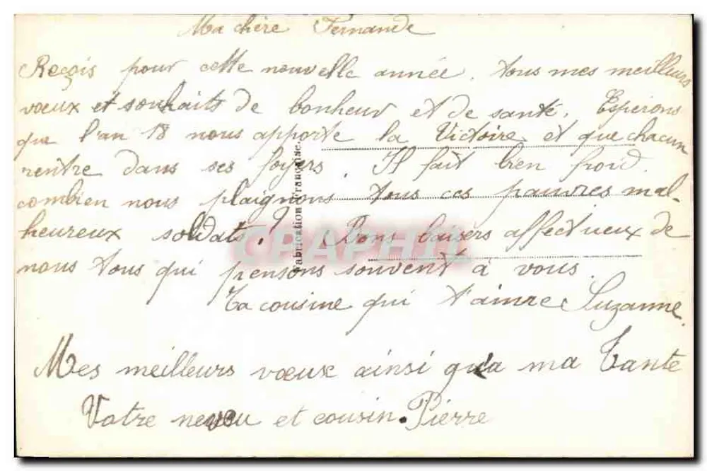 Blütenstrauß und Vogel — Frohe Neujahr — E.M. 414 - Rückseite