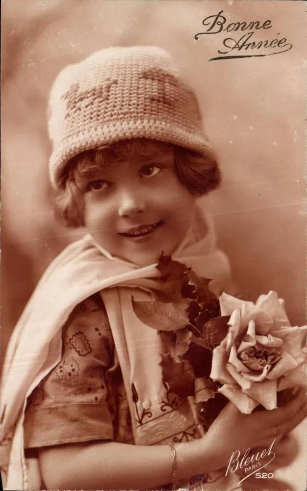 Kleine Mädchen mit gestricktem Hut — rosa — Verlag Bleuël, n°520 - Vorderseite