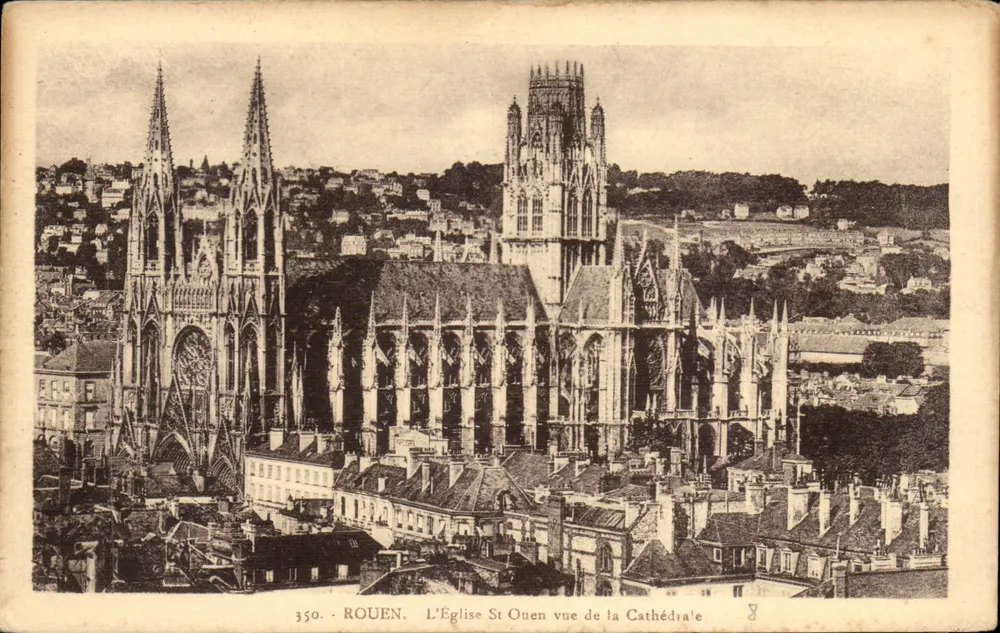 Rouen — Kirche Saint-Ouen vom Dom aus gesehen — Ausgabe 'La Cigogne', Rense - Vorderseite