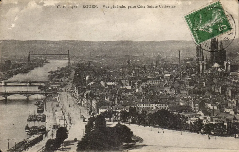 Rouen — Vista geral, tomada da Côte Sainte Catherine — C.V. 422 - Frente