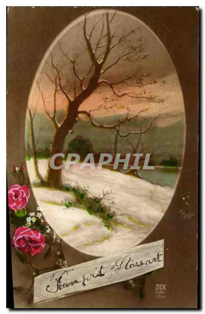 Árbol de invierno — paisaje nevado — DIX París 1304 - Anverso