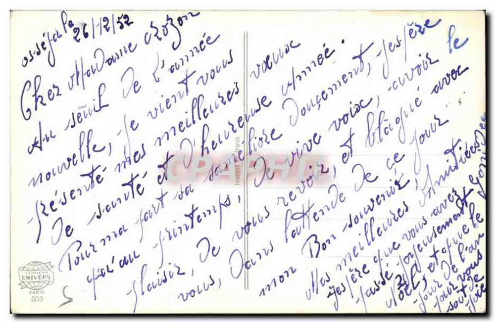 Paesaggio montano invernale — 'Buon Anno' — Edizioni Univers, n°203 - Verso