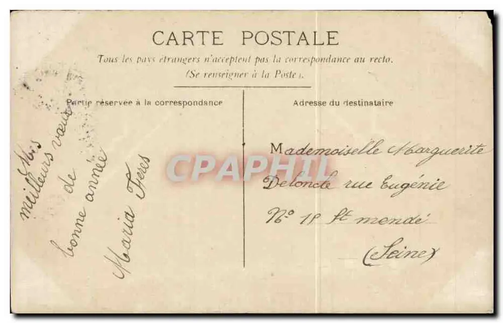 Fille entourée de fleurs — Sincère Amitié — Giraud, n°4605 - Verso
