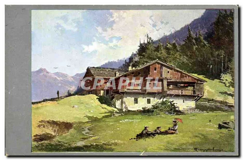 Alpine Chalet — Berglandschaft — K. & R. Serie 1524 - Vorderseite