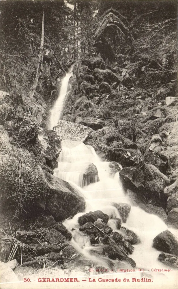 Gérardmer — A Cascata do Rudlin — Cl. e edit. A. Largeron, Bij. — n° 50 - Frente