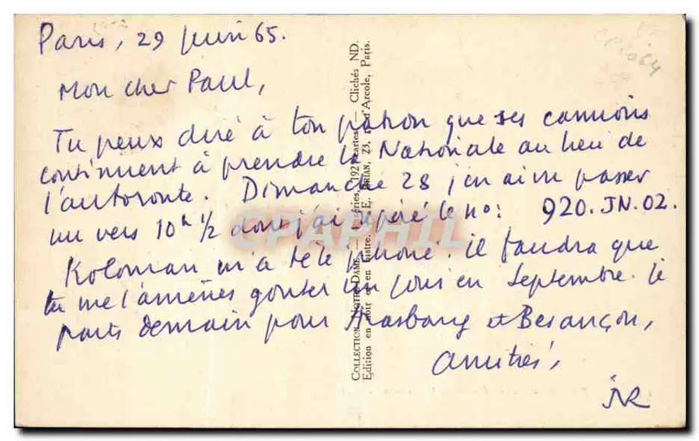 Paris - Notre-Dame - Chimères - ND — Edição Collectors, 102 Partes, Paris - Verso