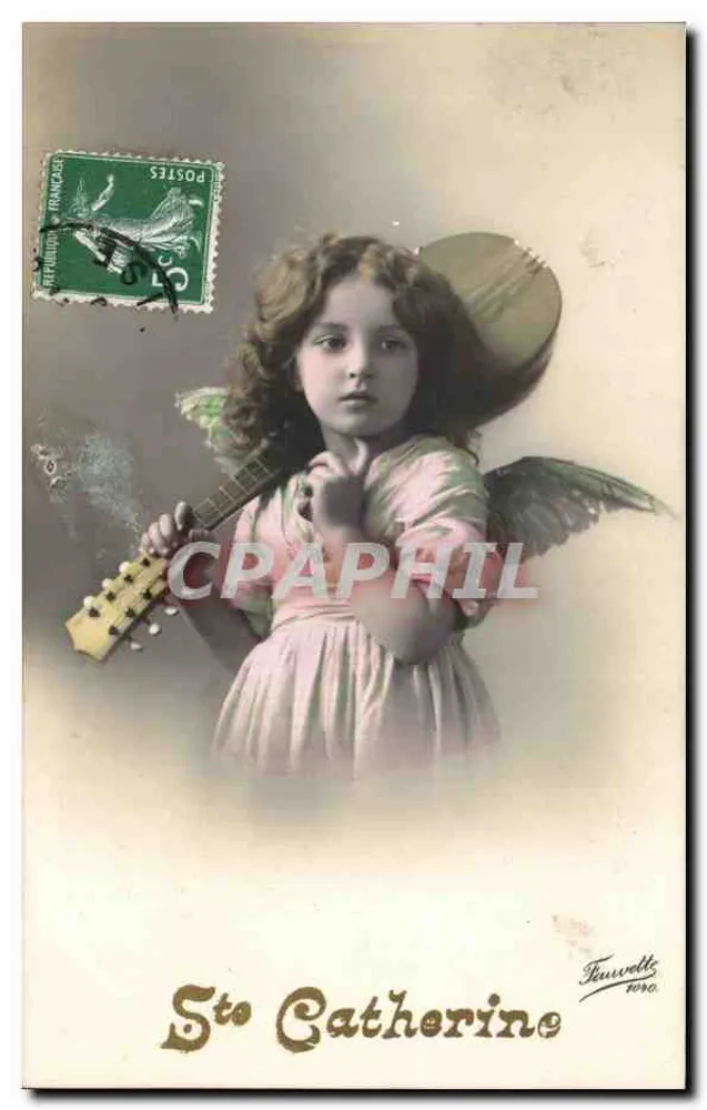 Sainte Catherine — Engel mit Gitarre — Verleger Feuwell, Nr. 1070 - Vorderseite