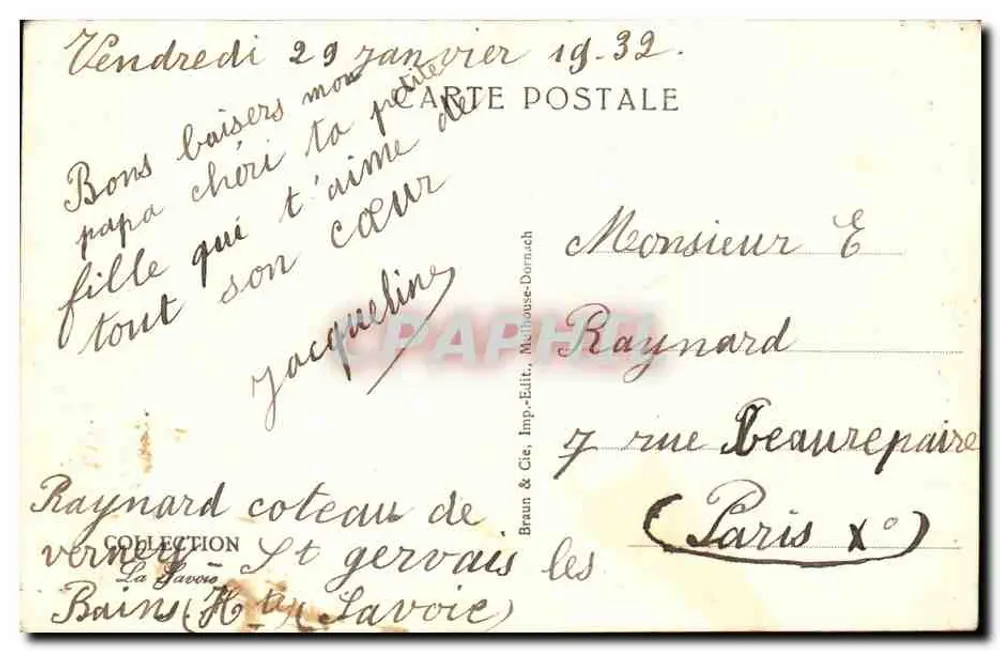 St-Gervais-les-Bains im Winter — Tal von Bionnassay — Die Aiguille du Gouter — n° 25161 - Rückseite
