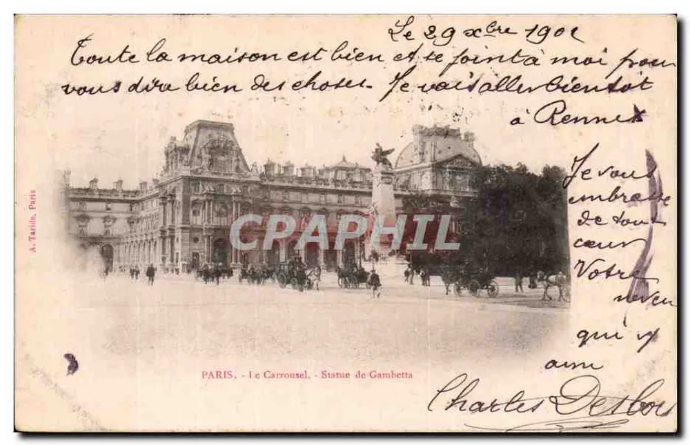 PARIS - O Carrousel - Estátua de Gambetta — A. Tartile, Paris - Frente