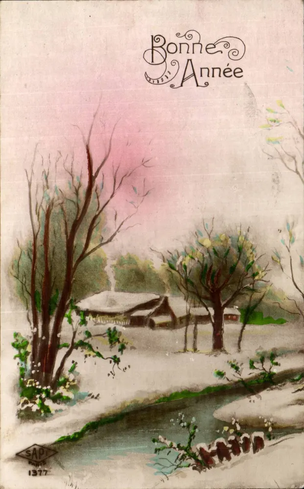 Winterlandschaft — Frohe Weihnachten — SAPI, Nr. 1377 - Vorderseite