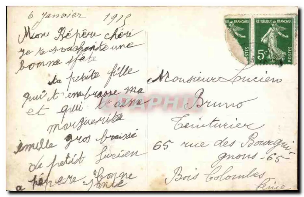 Kleine Mädchen in Gebet — Caritas — Maïnange 92 - Rückseite