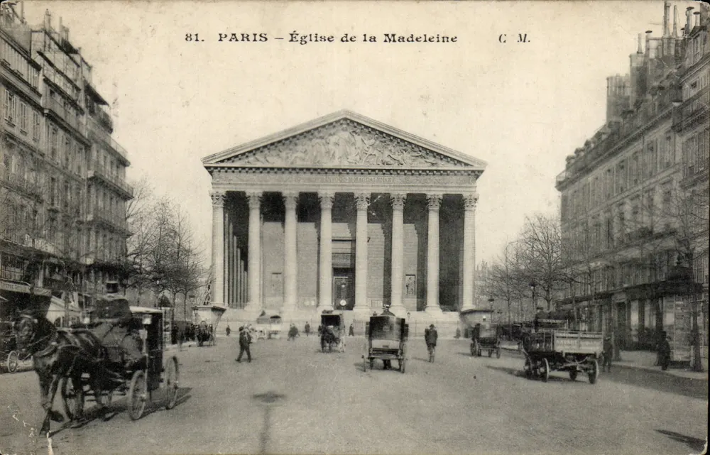 Paris – Église de la Madeleine — façade néoclassique avec colonnades, éditeur C.M., n° 81 - Frente