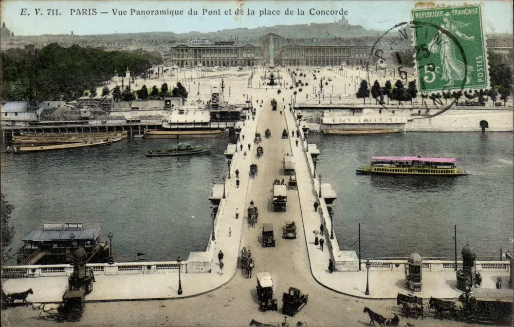Paris — Panoramablick auf die Brücke und den Place de la Concorde — E. V. 711 - Vorderseite