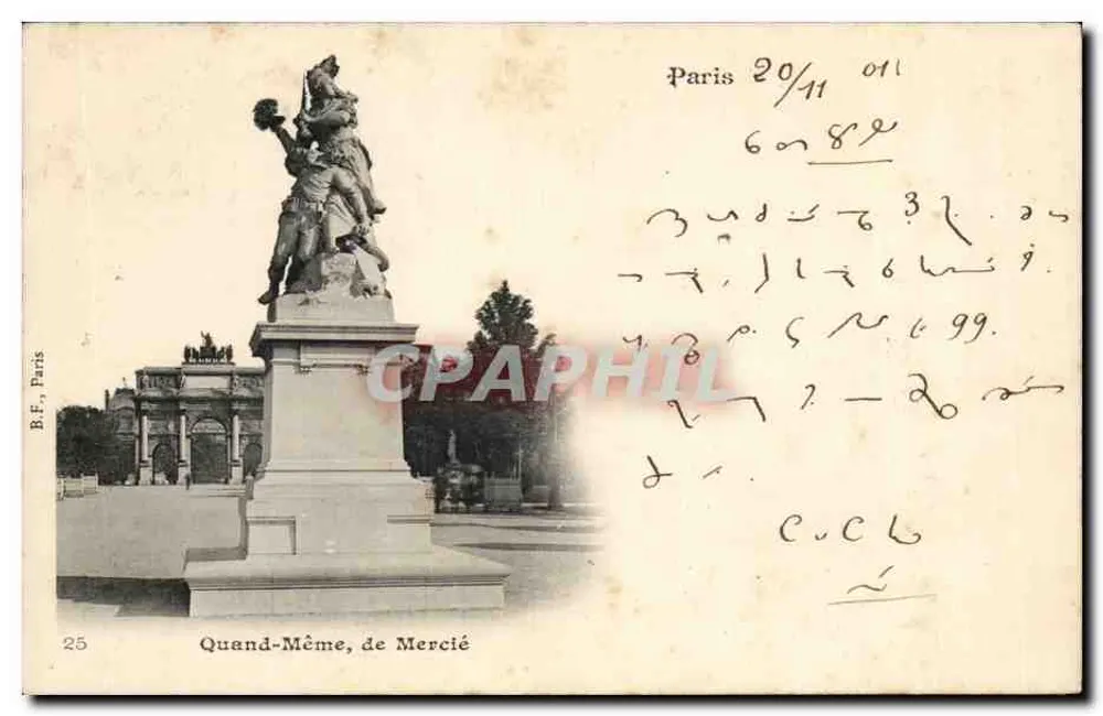 Estátua de Quand-Même, de Mercié — Paris — B.F. Paris n°25 - Frente