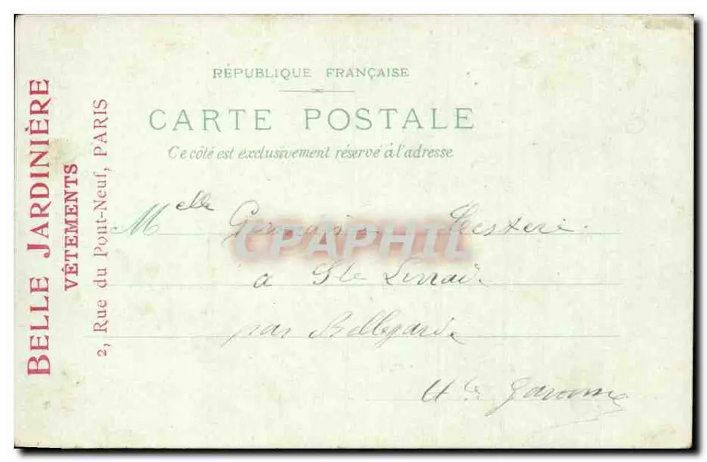 Paris — La Fontaine Médicis — Souvenir de la Belle Jardinière, Paris - Rückseite